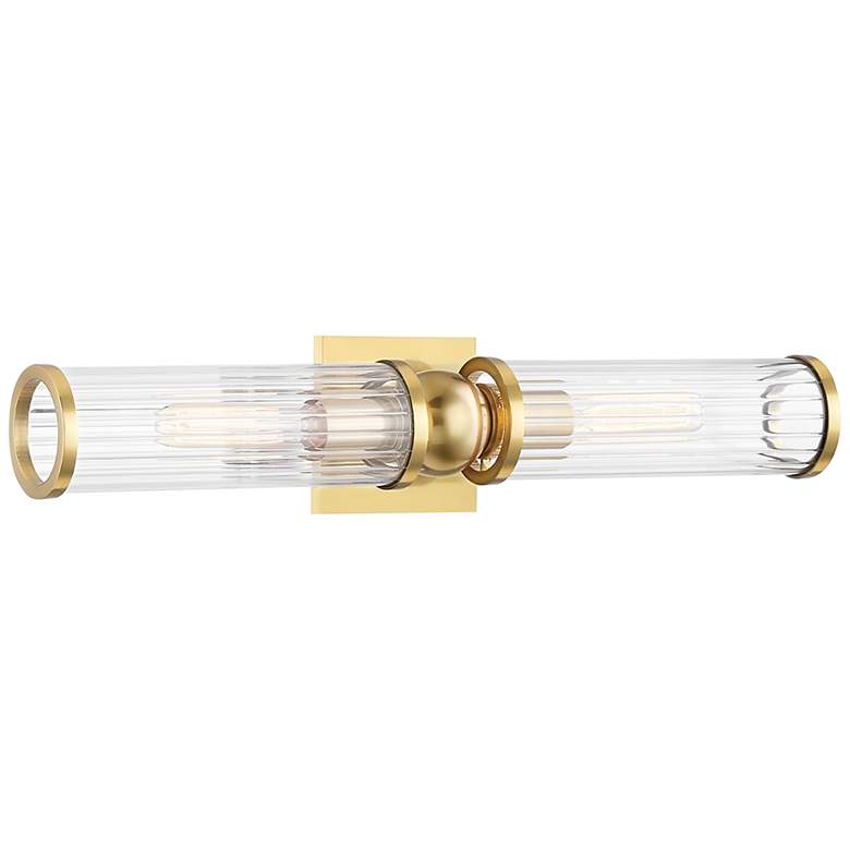 Image 2 Hudson Valley Malone 22 1/4 inchW Aged Brass 2-Light Bath Light