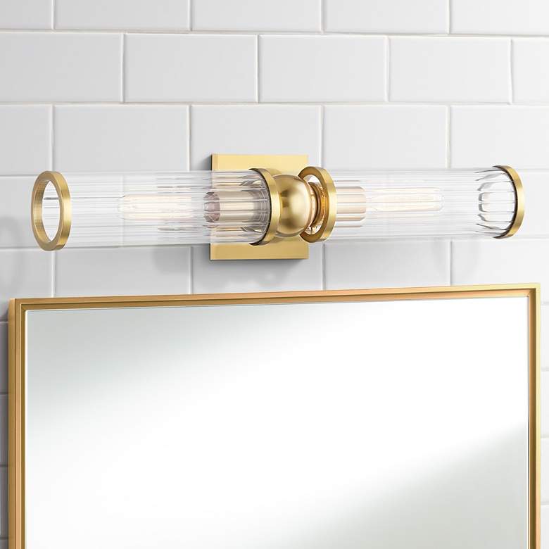 Image 1 Hudson Valley Malone 22 1/4"W Aged Brass 2-Light Bath Light