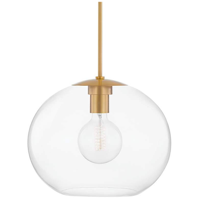 Image 1 Hudson Valley Margot 16" Wide Aged Brass and Clear Glass Orb Pendant