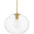 Hudson Valley Margot 16" Wide Aged Brass and Clear Glass Orb Pendant