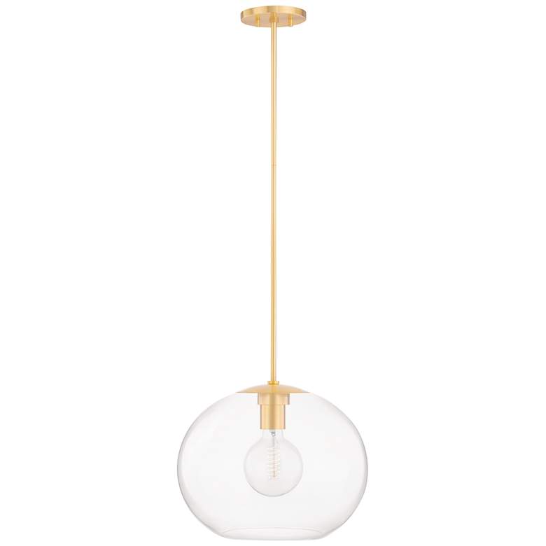 Image 2 Hudson Valley Margot 16" Wide Aged Brass and Clear Glass Orb Pendant more views