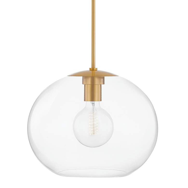 Image 3 Hudson Valley Margot 16" Wide Aged Brass and Clear Glass Orb Pendant more views