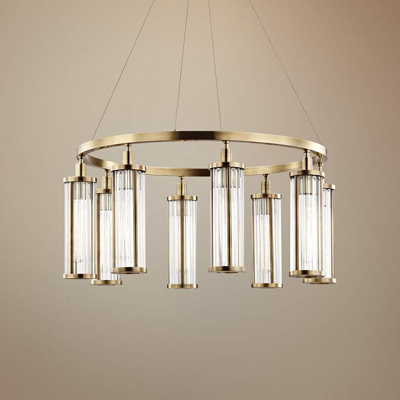 Image 1 Hudson Valley Marley 30 inch Wide Aged Brass 8-Light Pendant