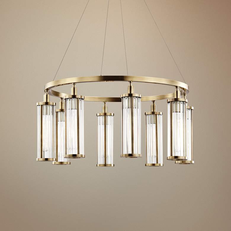 Image 1 Hudson Valley Marley 30" Wide Aged Brass 8-Light Pendant