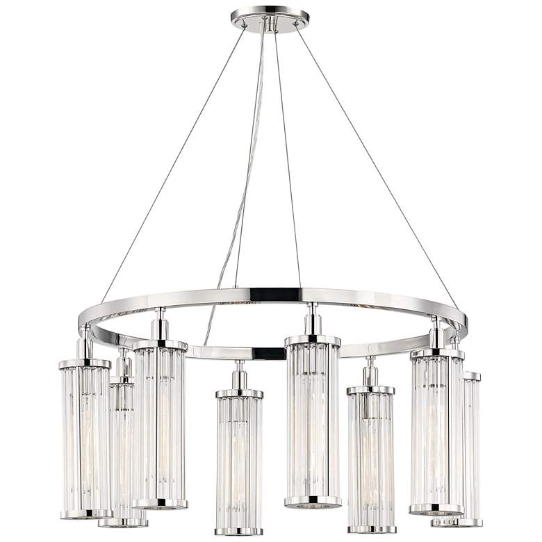 Image 1 Hudson Valley Marley 30"W Polished Nickel 8-Light Chandelier