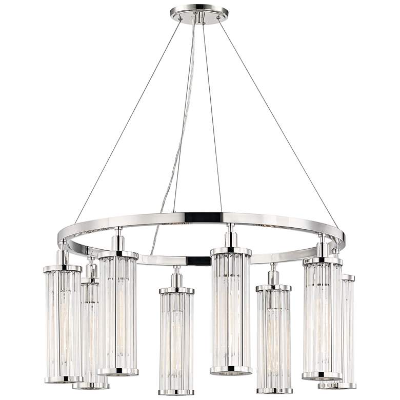 Image 1 Hudson Valley Marley 30 inchW Polished Nickel 8-Light Chandelier