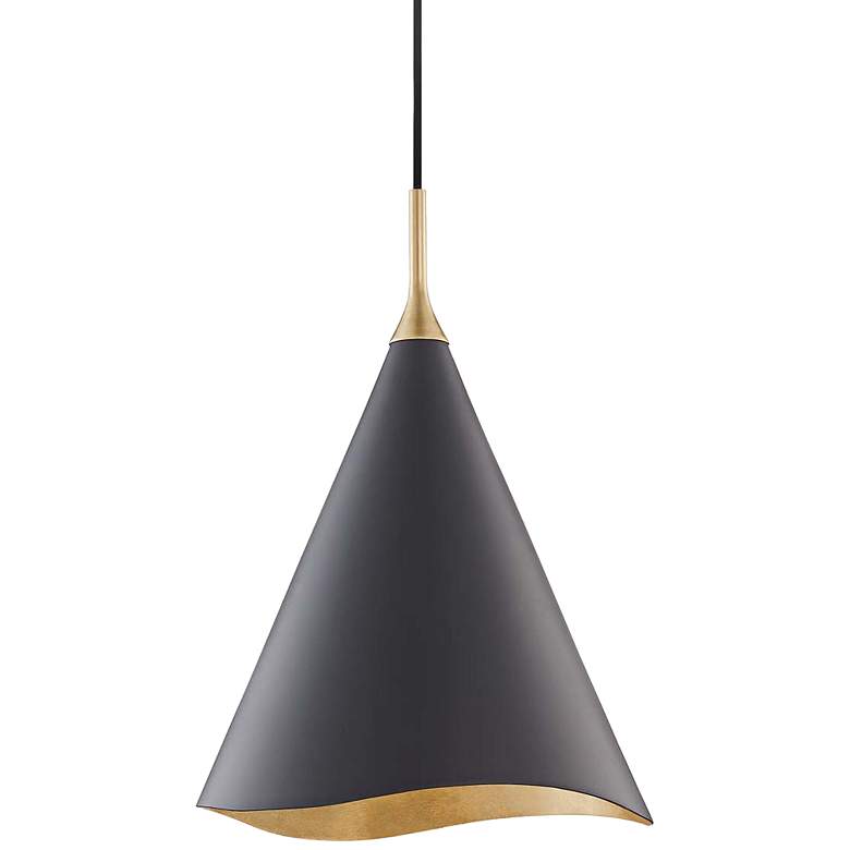 Image 2 Hudson Valley Martini 13 inch Gold Leaf and Black Modern Pendant Light