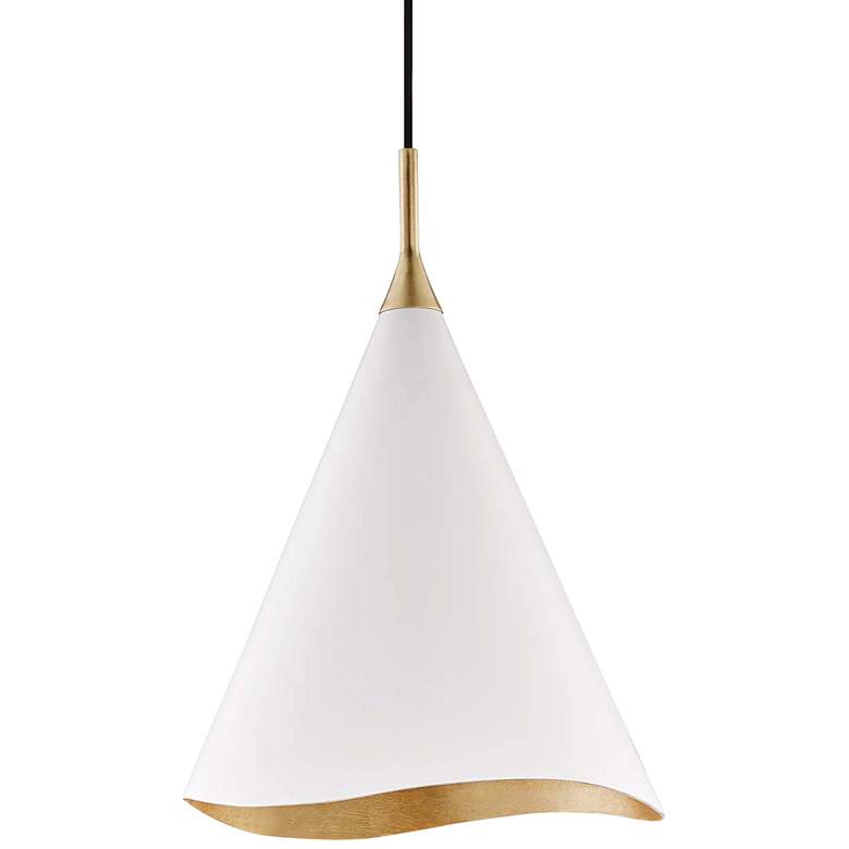 Image 2 Hudson Valley Martini 13" Wide Gold Leaf and White Pendant Light