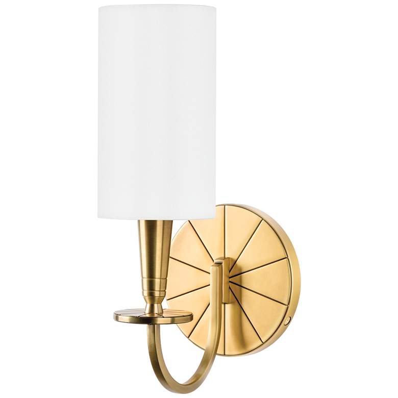 Image 1 Hudson Valley Mason 12" High 1-Light Aged Brass Wall Sconce