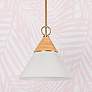 Hudson Valley Mica 13" Wide Aged Brass and White Metal Cone Pendant