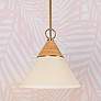 Hudson Valley Mica 13" Wide Aged Brass and White Metal Cone Pendant