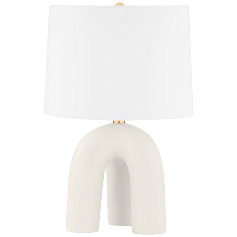Image 1 Hudson Valley Mills Pond Ivory Ceramic Accent Table Lamp