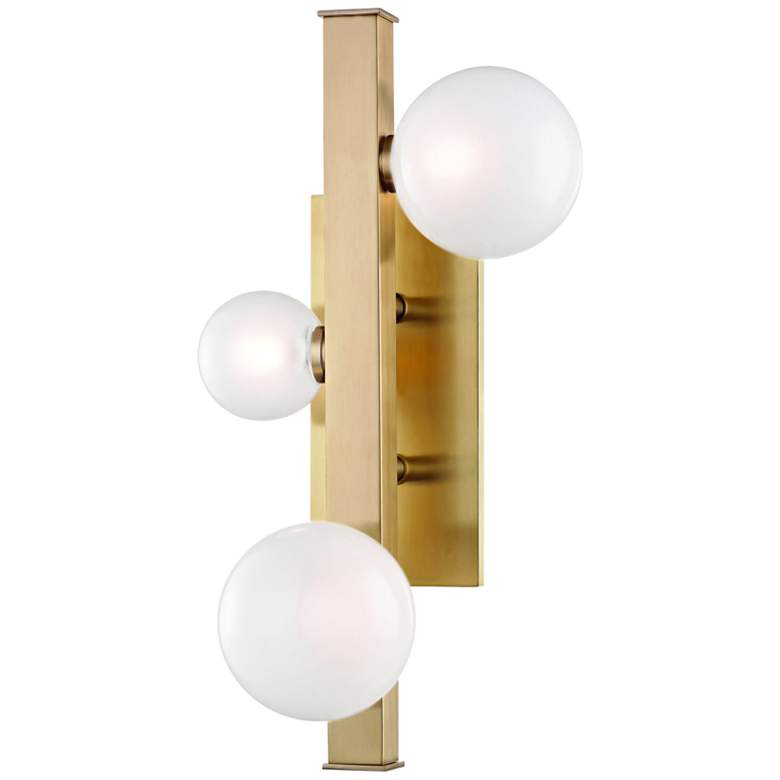 Image 1 Hudson Valley Mini Hinsdale 17 3/4 inchH Brass 3-LED Wall Sconce