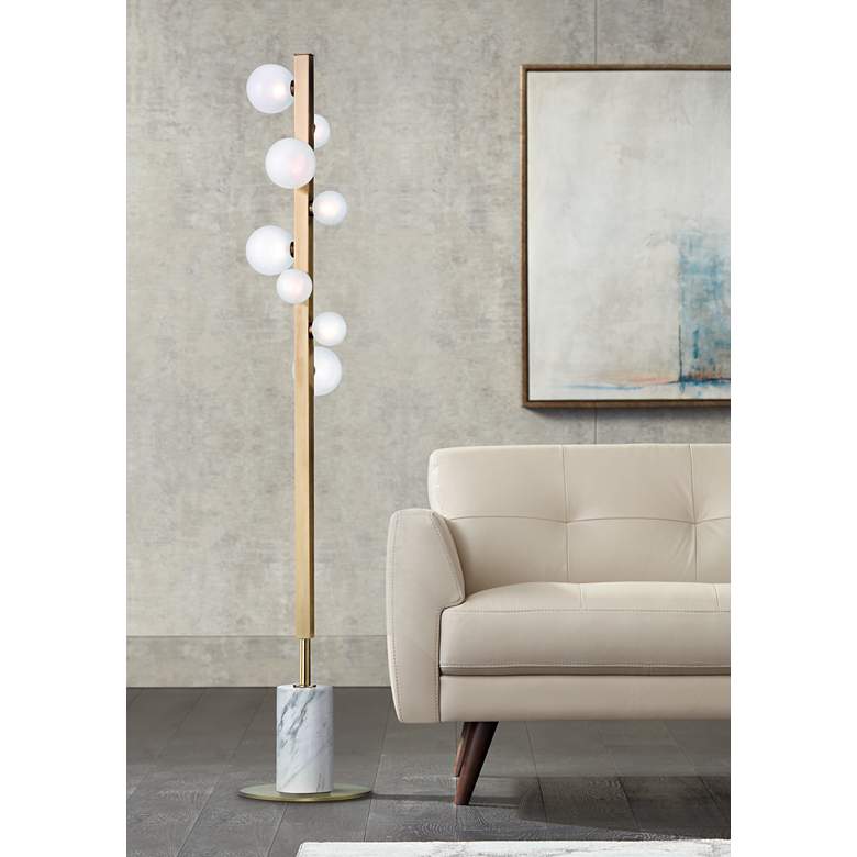 Image 1 Hudson Valley Mini Hinsdale Aged Brass 8-LED Floor Lamp