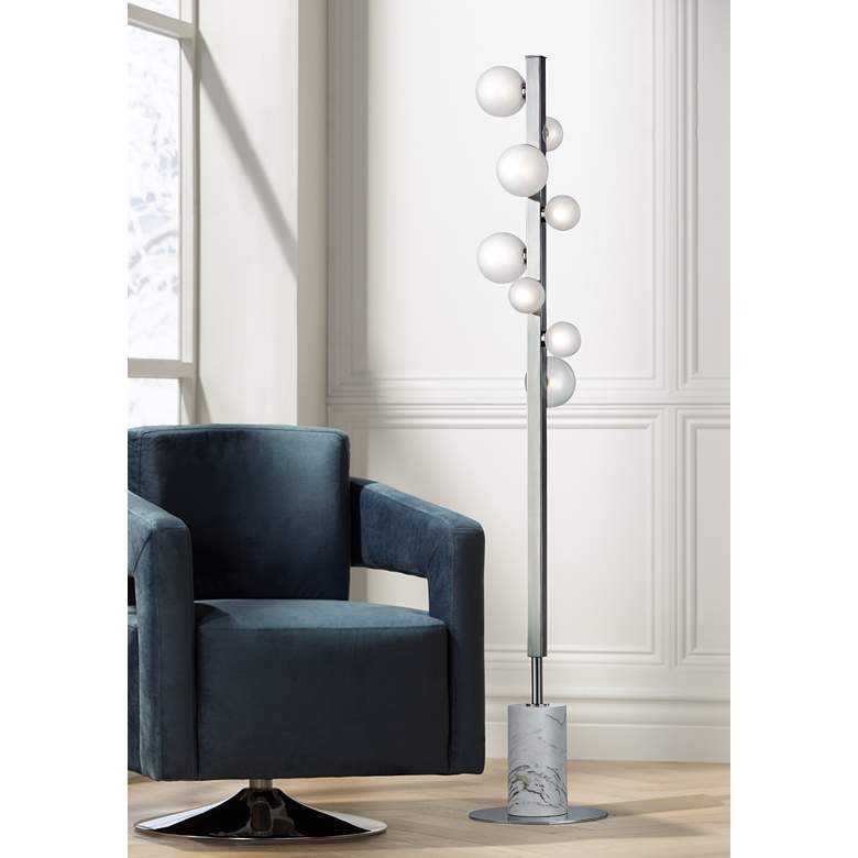 Image 1 Hudson Valley Mini Hinsdale Polished Nickel 8-LED Floor Lamp