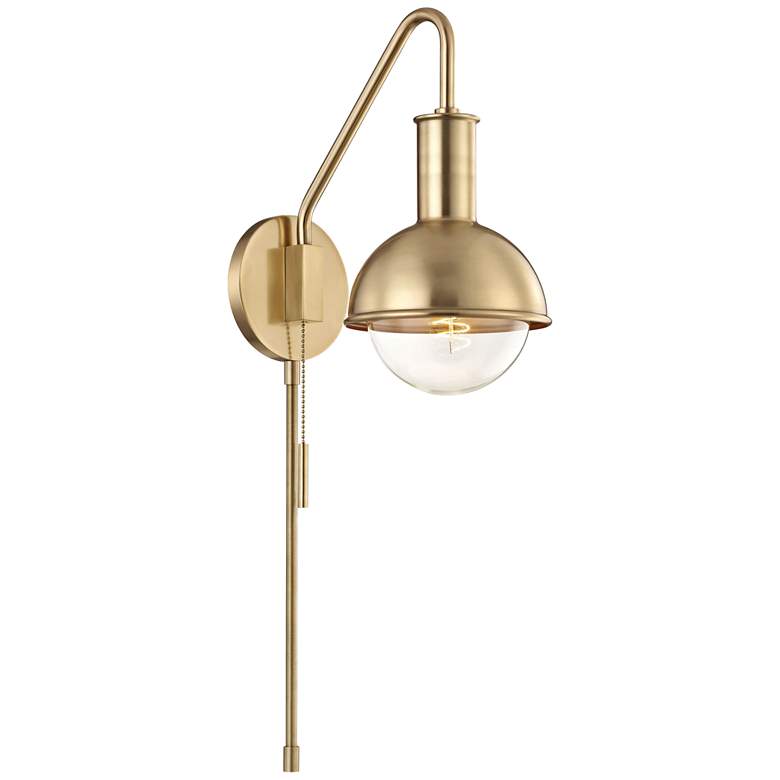 Image 1 Hudson Valley Mitzi Riley Aged Brass Swing Arm Wall Lamp