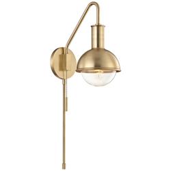 Hudson Valley Mitzi Riley Aged Brass Swing Arm Wall Lamp