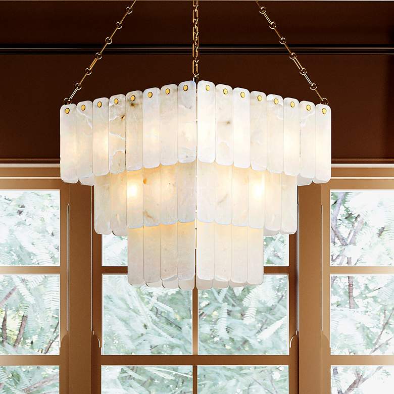 Image 1 Hudson Valley Moissanite 20" 17 Lt. Aged Brass Chandelier