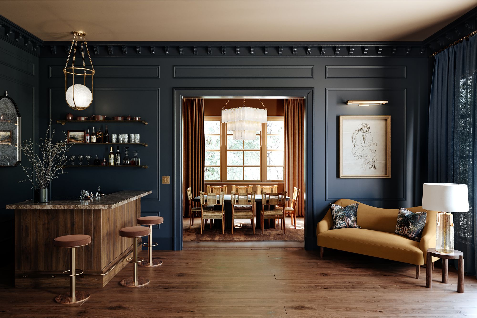 Hudson Valley Moissanite 20" 17 Lt. Aged Brass Chandelier