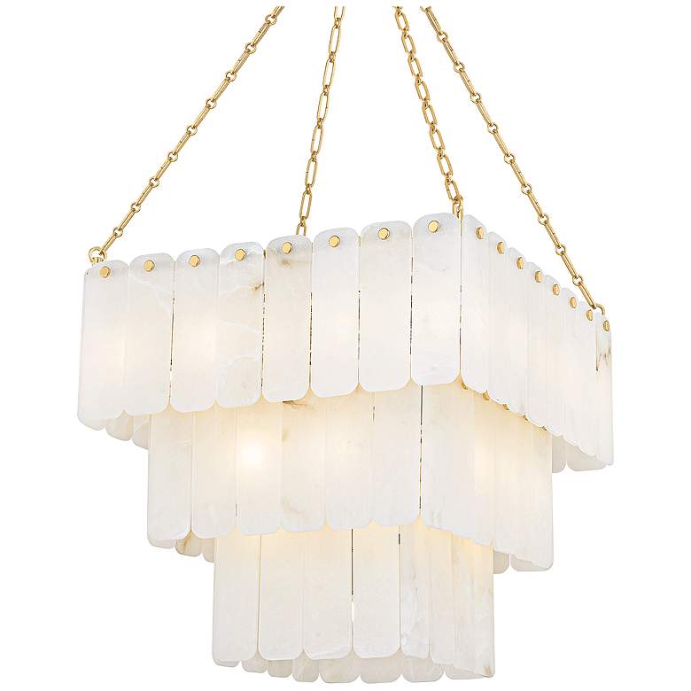 Image 2 Hudson Valley Moissanite 26" 33 Lt. Aged Brass Chandelier