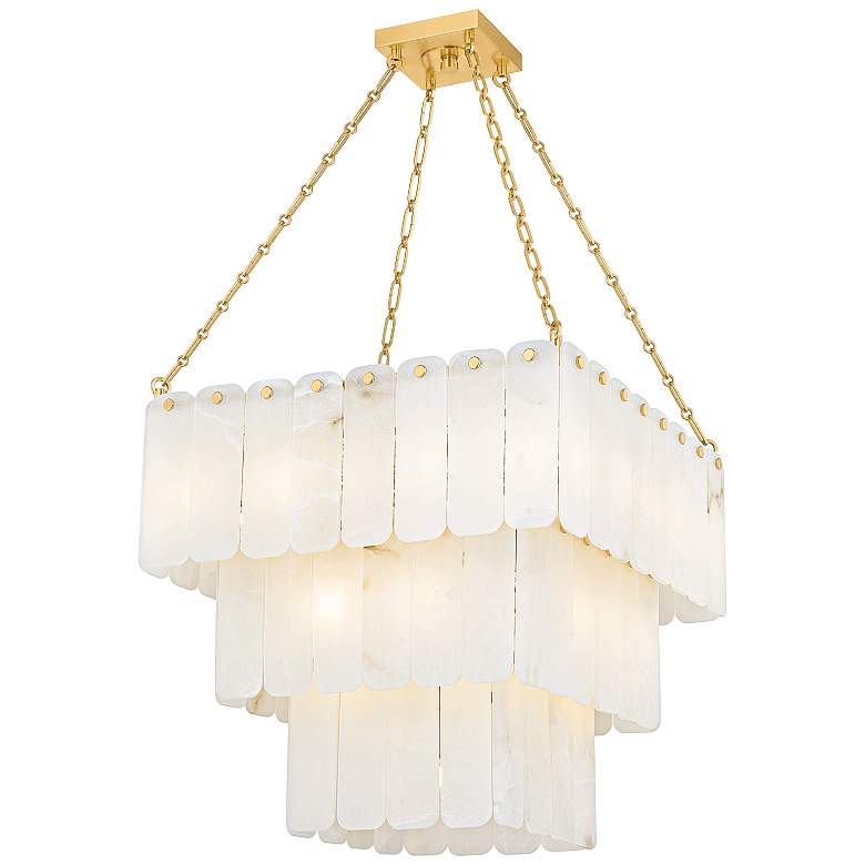 Image 6 Hudson Valley Moissanite 26" 33 Lt. Aged Brass Chandelier more views