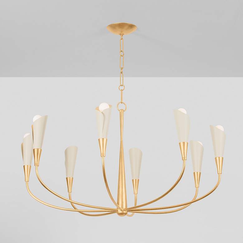 Image 7 Hudson Valley Montrose 44" Wide Gold Leaf 8-Light Chandelier more views