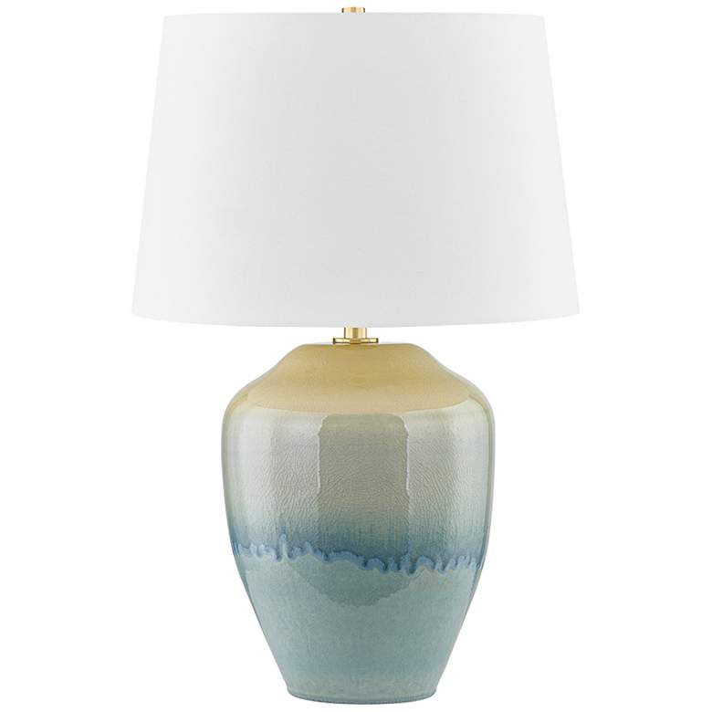 Image 1 Hudson Valley Montville 19" 1 Lt. Aged Brass Table Lamp