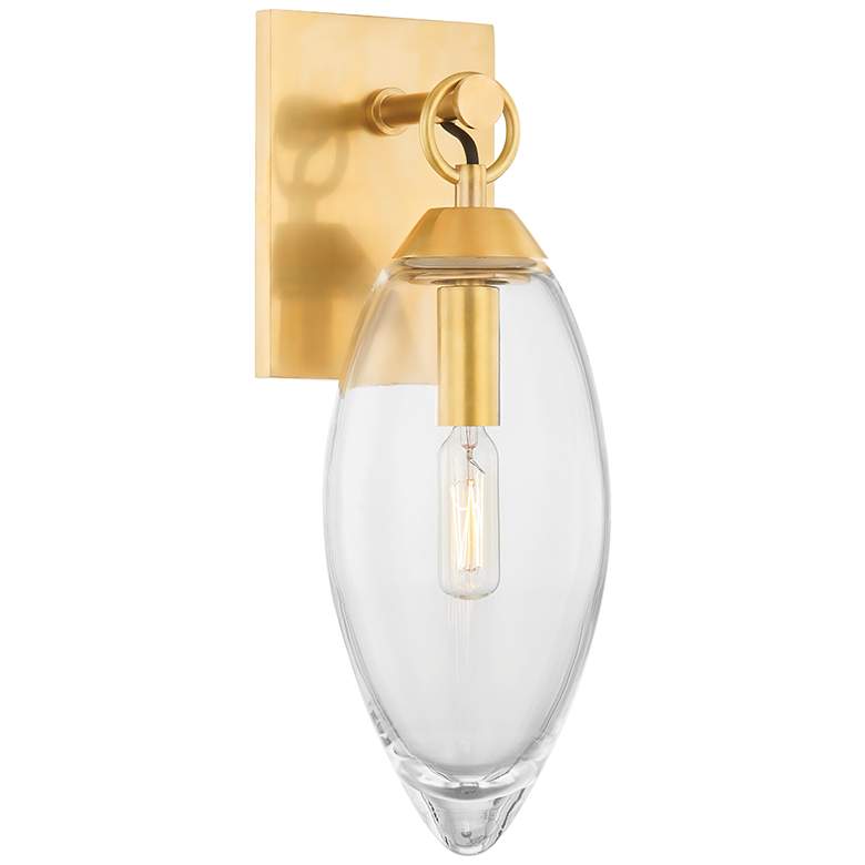 Image 1 Hudson Valley Nantucket 13 1/2" High Aged Brass Wall Sconce