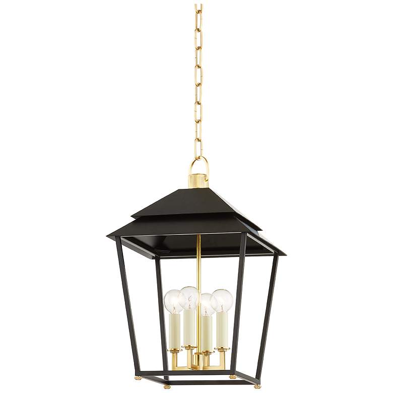 Image 1 Hudson Valley Natick 12.5" Wide Aged Brass 4 Light Lantern