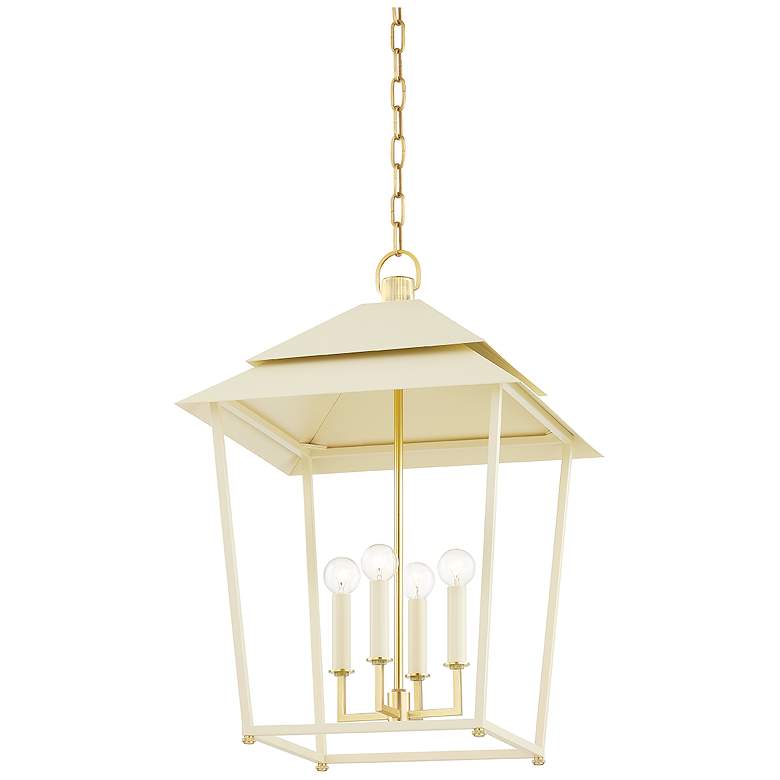 Image 1 Hudson Valley Natick 18" Wide Aged Brass 4 Light Lantern