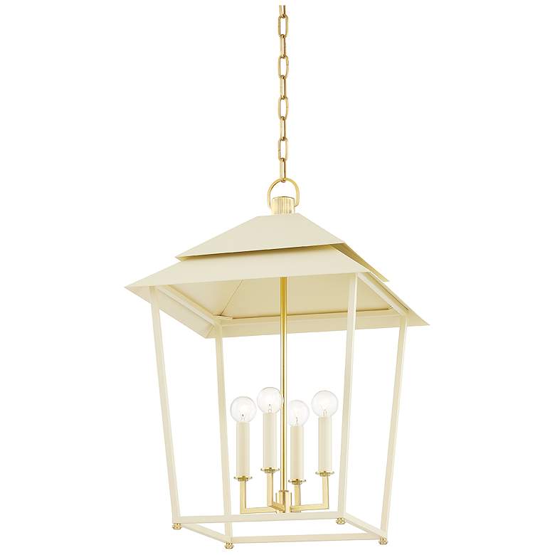 Image 1 Hudson Valley Natick 18 inch Wide Aged Brass 4 Light Lantern