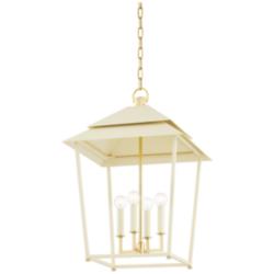 Hudson Valley Natick 18" Wide Aged Brass 4 Light Lantern