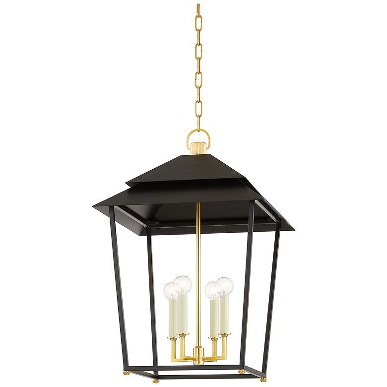 Image 1 Hudson Valley Natick 18" Wide Aged Brass 4 Light Lantern