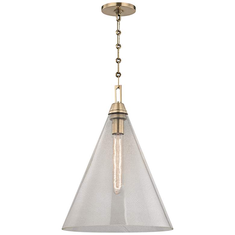 Image 2 Hudson Valley Newbury 14" Wide Aged Brass Pendant Light