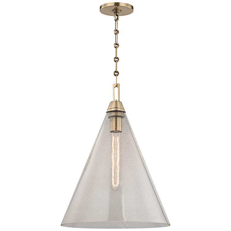 Image 2 Hudson Valley Newbury 14 inch Wide Aged Brass Pendant Light