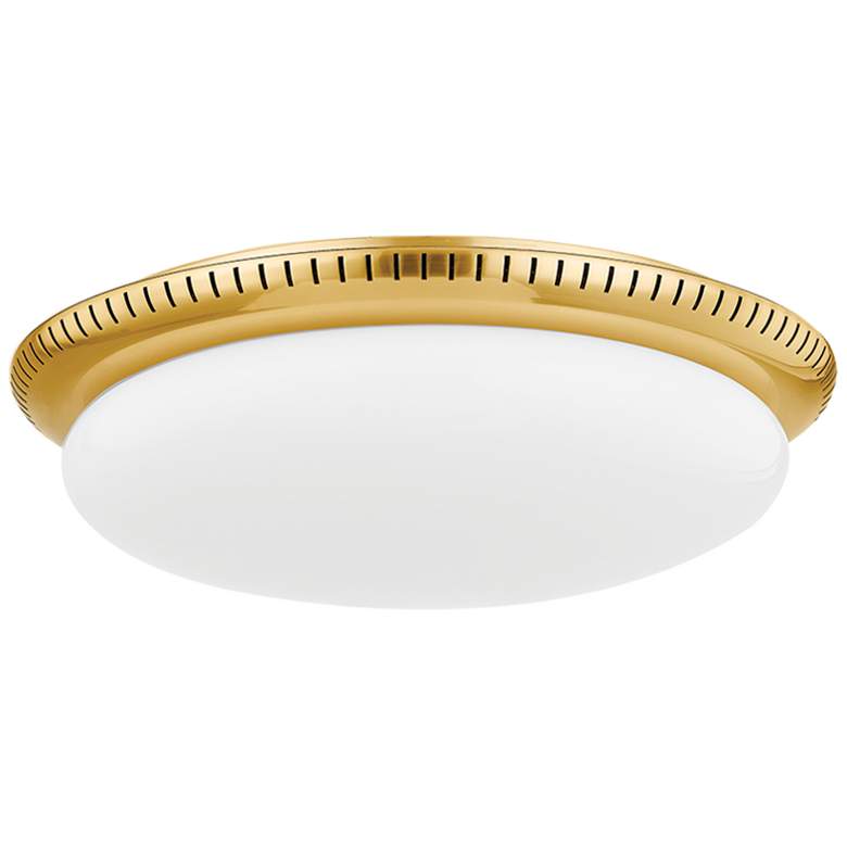 Image 1 Hudson Valley North Castle 14.25" 1 Lt. Aged Brass Flush Mount