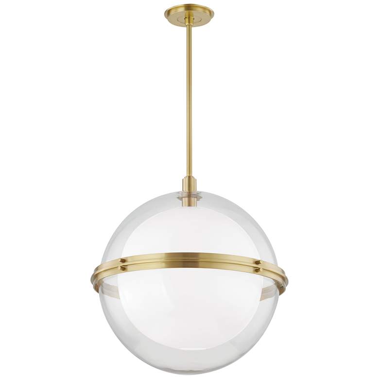 Image 1 Hudson Valley Northport 22"W Aged Brass Globe Pendant Light
