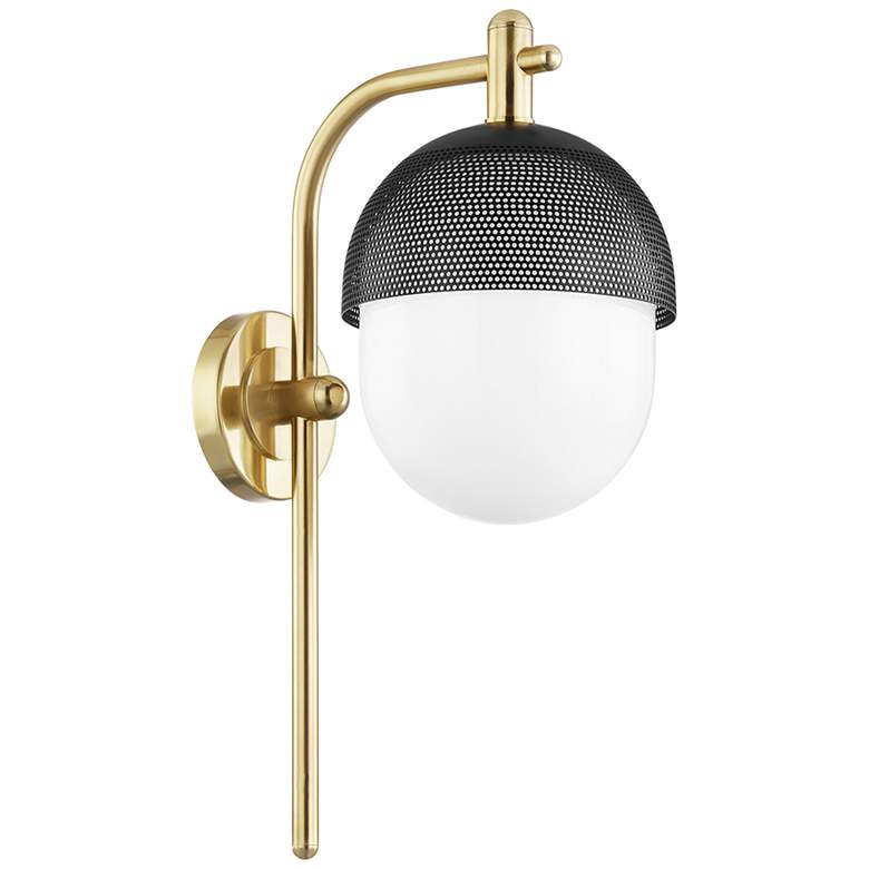 Image 1 Hudson Valley Nyack 19 1/2" High Aged Brass and Black Wall Sconce
