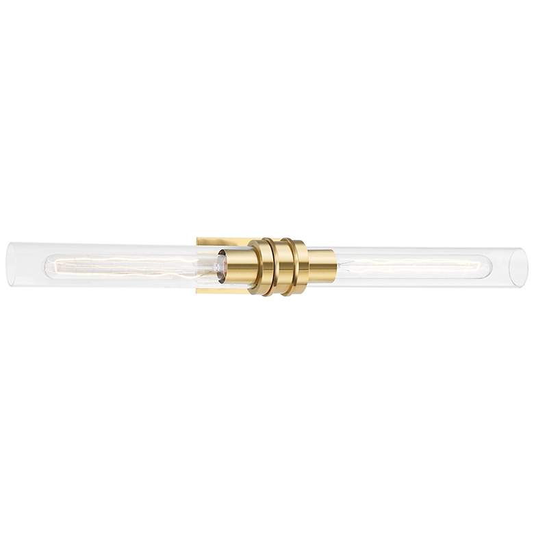 Image 1 Hudson Valley Oakfield 24"W Aged Brass 2-Light Bath Light