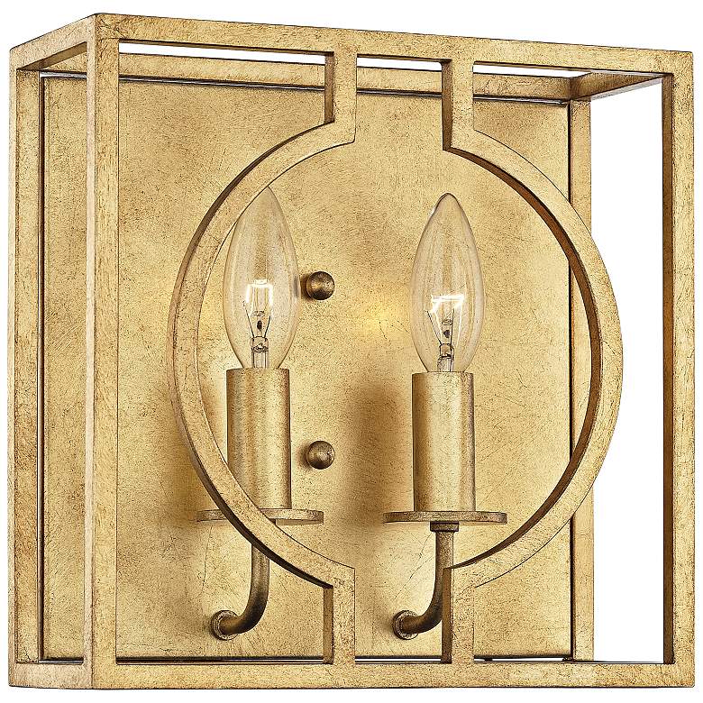 Image 1 Hudson Valley Octavio 10" High Gold Leaf 2-Light Wall Sconce