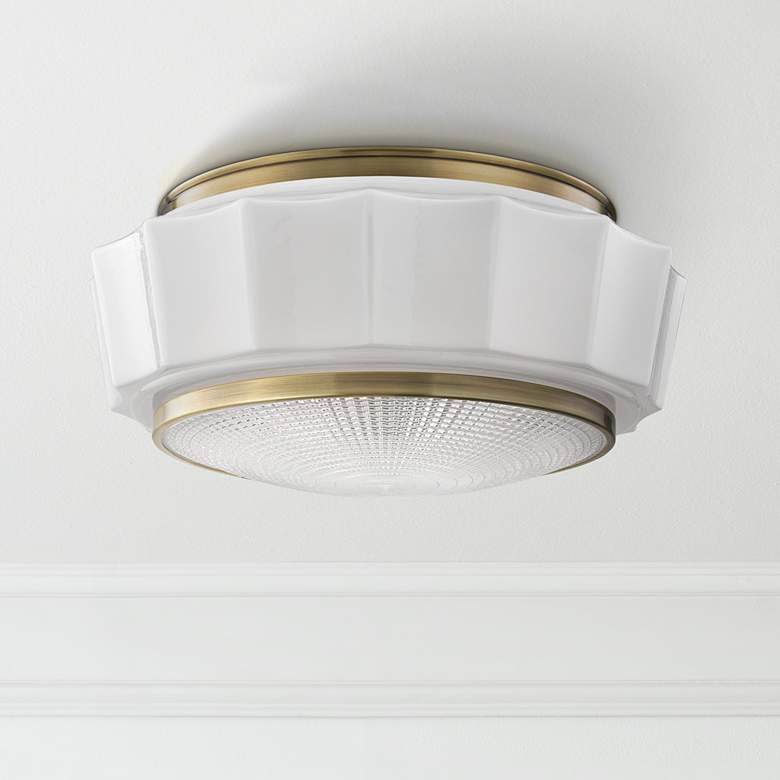 Image 1 Hudson Valley Odessa 16 1/4" Wide Aged Brass Ceiling Light