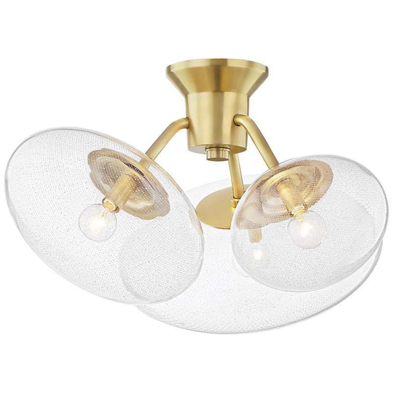 Image 1 Hudson Valley Opera 26 1/4 inch Wide Brass 3-Light Ceiling Light