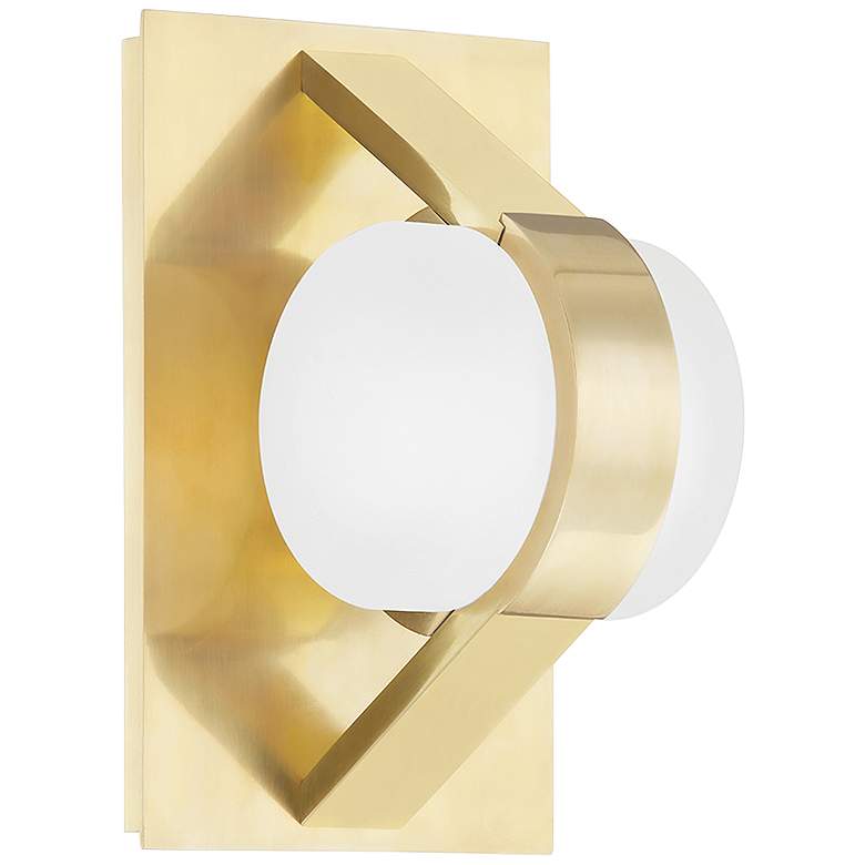 Image 1 Hudson Valley Orbit 8 inch High Aged Brass LED Wall Sconce