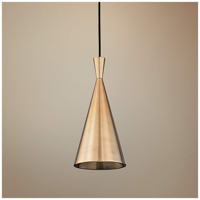 Image 1 Hudson Valley Ovid 6 1/2" Wide Aged Brass Modern Mini Pendant