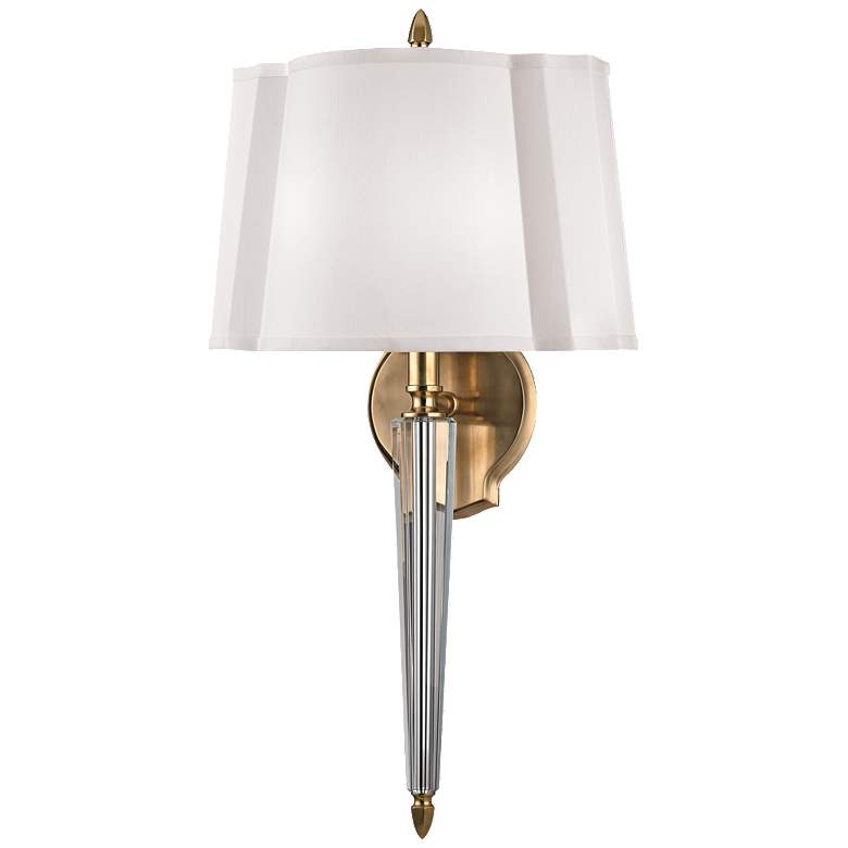 Image 1 Hudson Valley Oyster Bay 21.5" 2-Light Crystal and Brass Wall Sconce