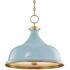 Hudson Valley Painted No.1 Aged Brass Blue Bird Shade 18" Pendant