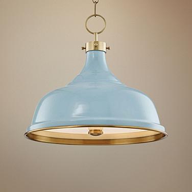 Hudson Valley Painted No.1 Aged Brass Blue Bird Shade 18" Pendant