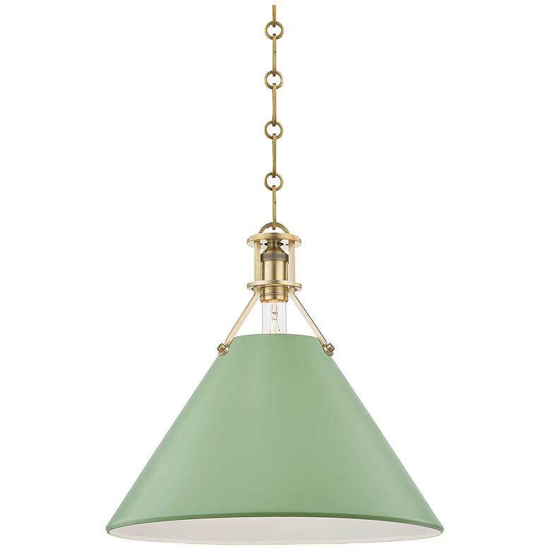 Image 1 Hudson Valley Painted No.2 16In Brass 1 Light Large Pendant