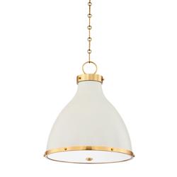Hudson Valley Painted No. 3 16" Brass and White Dome Pendant Light