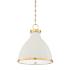 Hudson Valley Painted No. 3 16" Brass and White Dome Pendant Light